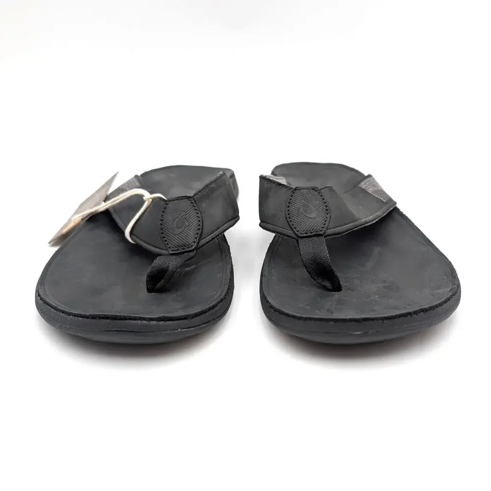 OluKai Tuahine Waterproof Flip Flop Sandals Open Toe Men's Black Size USM13 EU46